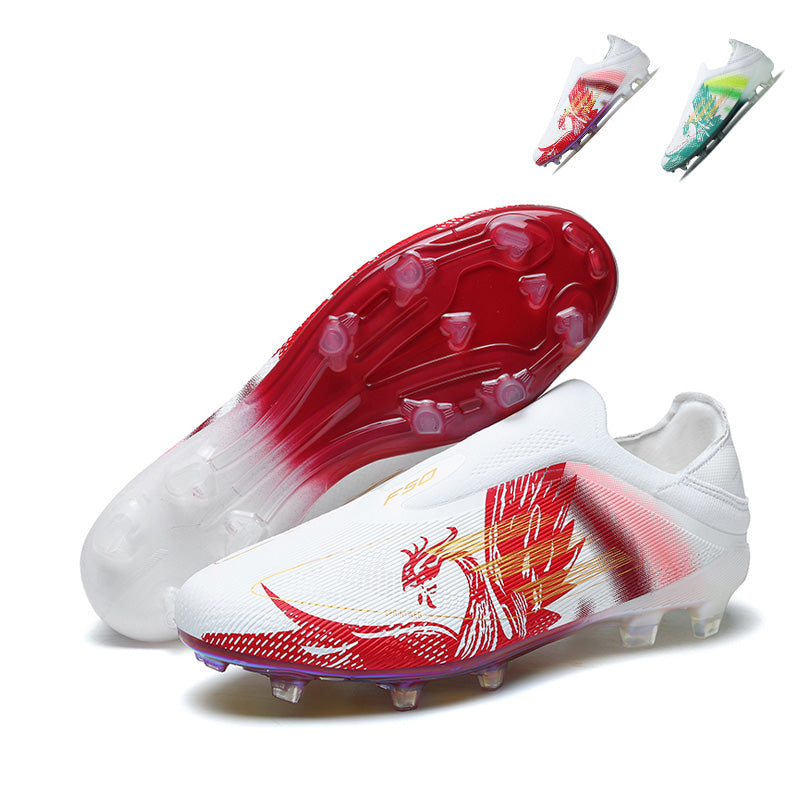 Laceless AG Soccer Cleats Professional Artificial Grass Football Boots, Lightweight Slip-on Athletic Soccer Shoes with Speed Texture Upper, High-Performance Soccer Spikes for Competition & Training-Yinzu8199G