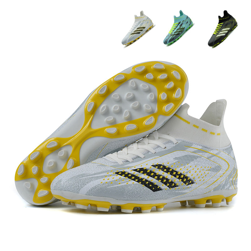 High Top AG Soccer Cleats, Professional Artificial Grass Football Shoes, Breathable Knit Ankle Support Non-Slip Short Studs Training Sneakers for Outdoor AG Fields-zhuoshi772-1