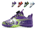 Kids TF Turf Soccer Cleats with Rotating Buckle, Boys & Girls Artificial Grass Football Shoes, Breathable Dragon Print Training Sneakers for Youth (Multiple Colors)-Yinzu-M016
