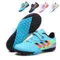 Soccer Cleats - Hook and Loop Strap TF Football Boots with Rainbow Stripes  with 3D Honeycomb Texture Upper and Supportive Ankle Sock Liner,Non-Slip Rubber Outsole-WEJIESS-D08