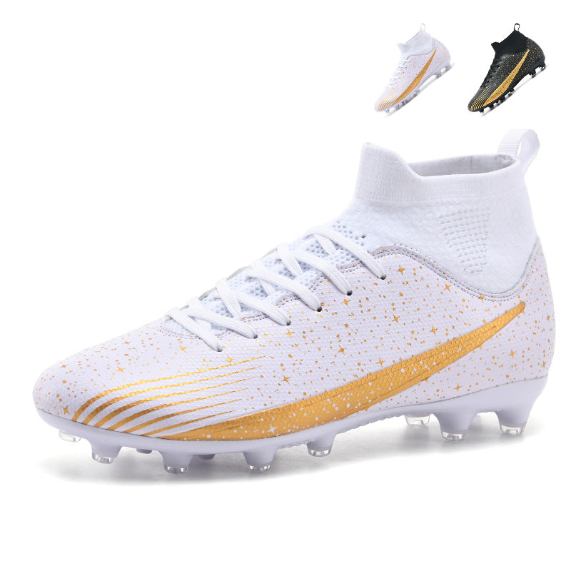 High Top AG Soccer Cleats, Star Speckled Print Artificial Grass Football Shoes, Knit Sock Ankle Support Lightweight Non-Slip Short Studs Training Sneakers-zhuoshiX09-1