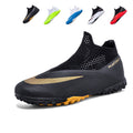 Youth Adult Slip-On TF Turf Soccer Cleats, High Sock Knit Mesh Laceless Football Shoes, Breathable Short Studs Artificial Turf Training Soccer Boots for Boys Girls Men Women-zhongzu2090-2