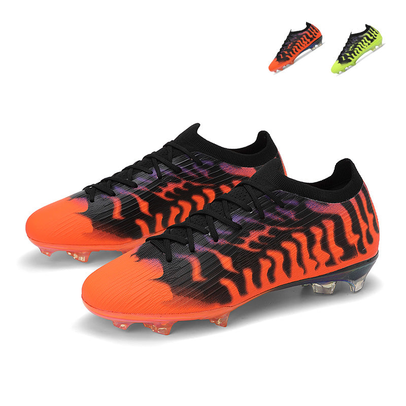 AG Soccer Cleats, Lace-Up Knit Football Boots, Lightweight Tiger Stripe Printed Soccer Shoes for Adult Artificial Grass Training & Matches-zusheng-S002