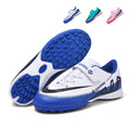 Turf Soccer Cleats, Hook-and-Loop Strap Easy On Gradient Wave Synthetic Leather Football Shoes, Non-Marking Pyramid Short Rubber Training Cleats for Children Indoor Hard Courts & Short Artificial Turf-junhao987-1