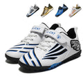 Turf Soccer Cleats, Velcro Easy On Hidden Elastic Laces Metallic Shiny Synthetic Football Shoes, Roaring Tiger Patch Streamline Stripe Lightweight Youth Training Athletic Boots for Indoor Hard Courts & Short Artificial Turf-zusheng109