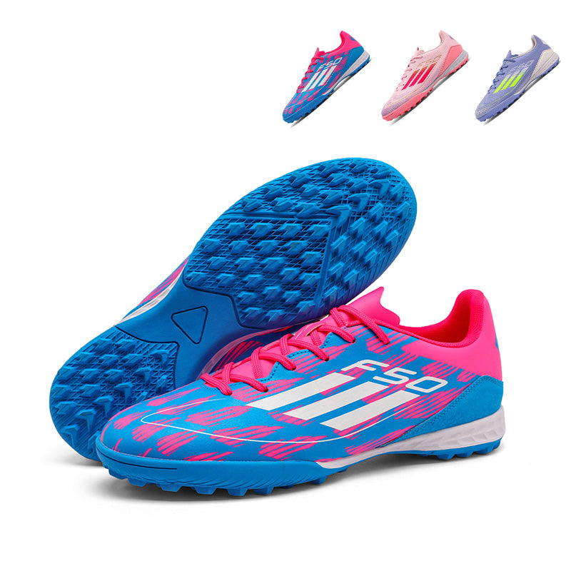 Turf Soccer Cleats, Low-Top Lace-Up Football Shoes with F50 3-Stripe & Gradient Print, Breathable Athletic Boots for Indoor &Artificial Turf Courts-Hxh259-1