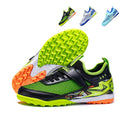 TF Turf Soccer Cleats, Breathable Mesh Football Shoes with Hook and Loop Strap, Geometric Print Athletic Boots for Boys and Girls Indoor/Outdoor Training-zusheng796H