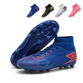 Hight Sock AG Soccer Cleats, Lace-Up Gradient Dot Speed Line Synthetic Football Boots, Large Triangle Logo Knit Sock Ankle Lightweight Competition Athletic Shoes for Outdoor Long-Blade Artificial Turf Matches-zusheng2582
