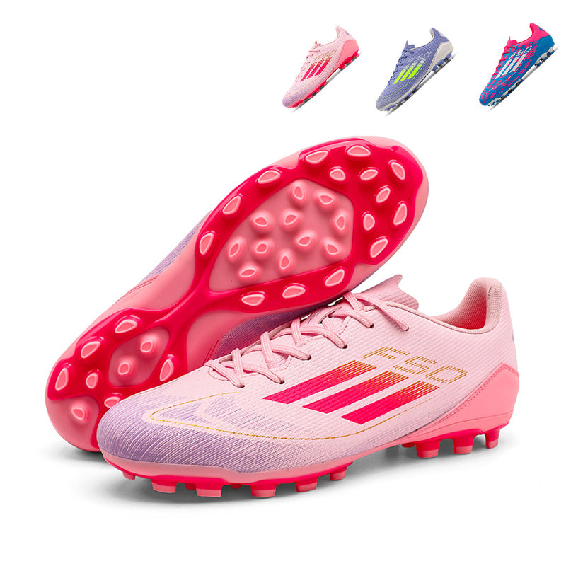 Artificial Grass Soccer Cleats, Low-Top Lace-Up Football Shoes with F50 3-Stripe  Gradient Print, Breathable Athletic Boots for Outdoor Synthetic Turf-Hxh259