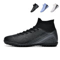 TF Turf Soccer Cleats, High-Top Knit Football Shoes with Geometric Print, Breathable Training Sneakers for Artificial Turf &amp; Indoor Play-Hxh9909-1