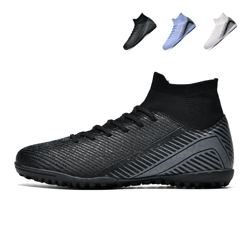 TF Turf Soccer Cleats, High-Top Knit Football Shoes with Geometric Print, Breathable Training Sneakers for Artificial Turf &amp; Indoor Play-Hxh9909-1