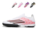 TF Turf Soccer Cleats, Laceless Knit Football Shoes, Rose Floral Print with Three-Stripe Design Anti-Slip Training Sneakers for Artificial Turf-Hxh8553-1