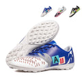 TF Turf Soccer Cleats, Low-Top Lace-Up Gradient Gloss Football Shoes, Diamond Dot Print Color Block Letter Graphic Athletic Boots for Indoor Courts & Short Artificial Turf Training-zusheng3245-1