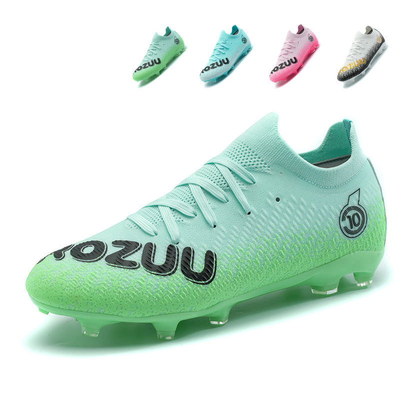Artificial Grass Soccer Cleats, High-Top Sock Ankle Football Shoes with Gradient Print, Breathable Knit Athletic Boots for Outdoor Synthetic Turf-Hxh805