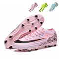 Artificial Grass Soccer Cleats, Low Sock Ankle Lace-Up Silver Stripe Knit Football Boots, Geometric Line Gradient Lightweight Athletic Shoes for Outdoor Long-Blade Synthetic Turf Matches-zusheng8828