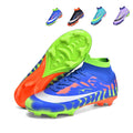 Men's AG Artificial Grass Soccer Cleats, High-Top Swoosh Football Shoes, Gradient Tie-Dye Print Anti-Slip Athletic Boots for Synthetic Turf-Hxh-D27