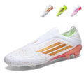 Laceless Slip-On TF Turf Soccer Cleats, Stretch Knit Sock Collar Speckled Dot Print F50 Logo Three Stripes Football Boots, Lightweight Training Athletic Shoes for Indoor Hard Courts & Short Artificial Turf-zusheng-T35