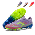 Artificial Grass Soccer Cleats, Laceless Slip-On Mid Sock Ankle F50 Football Boots, Gradient Knit Breathable Athletic Shoes for Outdoor Long-Blade Synthetic Turf Matches-zusheng2525