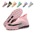 Turf Soccer Cleats, Mid-Top Sock Ankle Football Shoes with Gradient Swoosh  Wave Line Print, Breathable Ribbed Athletic Boots for Indoor Courts  Artificial Turf-zushengA561