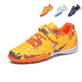 TF Turf Soccer Cleats, Velcro Easy-On Hidden Elastic Laces Synthetic Football Boots, Colorful Graffiti Splash Cross Logo Lightweight Youth Training Shoes for Indoor Hard Courts & Short Artificial Turf-zusheng-ZJ893