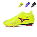 Artificial Grass Soccer Cleats, Hight-Top Sock Ankle Lace-Up Football Boots, Cracked Texture Triangle Logo Breathable Athletic Shoes for Outdoor Synthetic Turf MatchesAG Hard Conical Stud Outsole for Artificial Turf-zusheng2615F