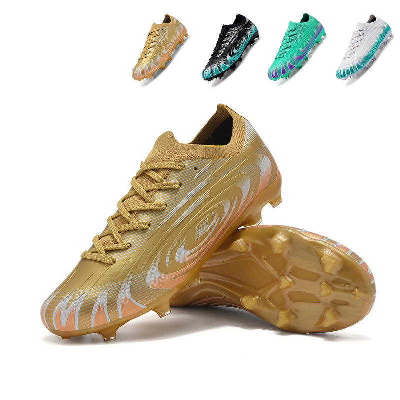 AG Artificial Grass Soccer Cleats, Low-Top Wave Gradient Knit Football Shoes, Breathable Athletic Boots with Non-Slip Studs for Synthetic Turf-Hxh25068