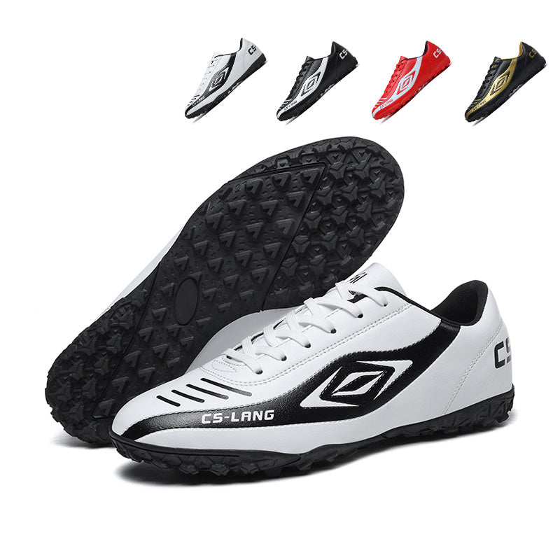 Turf Soccer Cleats, Classic Low-Top Leather Football Shoes with Contrast Print, Non-Slip Training Sneakers for Artificial Turf &amp; Indoor Play-Hxh8506-1