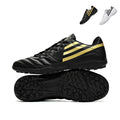 Turf Soccer Cleats, Low-Top Lace-Up Classic Three Stripe Leather Football Shoes, Stitched Touch Control Athletic Boots for Indoor Courts & Short Artificial Turf Training-zusheng3560S