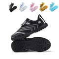 Turf Soccer Cleats, Velcro Easy-On Hidden Elastic Laces Breathable Mesh F50 Curved Gradient Line Football Boots, Lightweight Non-Marking Training Shoes for Indoor Hard Courts & Short Artificial Turf-Yinzu2653