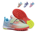 TF Turf Soccer Cleats, Single Hook-and-Loop Velcro Strap Synthetic Football Shoes, Gradient Camo Double Swoosh Youth Training Athletic Boots for Indoor Courts & Short Artificial Turf-zusheng6888