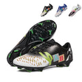Adult AG Artificial Grass Soccer Cleats, Low-Top Lace-Up Gradient Gloss Football Boots, Diamond Dot Friction Print Color Block Letter Graphic Athletic Shoes for Outdoor Long-Blade Synthetic Turf Matches-zusheng3245