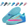 Low Sock TF Turf Soccer Cleats, Lace-Up Flyweave Ultra Knit Football Boots, Gradient Vertical Stripe Swoosh Logo Lightweight Training Athletic Shoes for Indoor Hard Courts & Short Artificial Turf-zusheng286-1