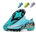 AG Artificial Grass Soccer Cleats, Low Sock Ankle Lace-Up Breathable Knit Football Boots, Graffiti Dragon Graphic Gradient Lightweight Athletic Shoes for Outdoor Long-Blade Synthetic Turf Matches-zusheng2250