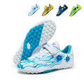 TF Turf Soccer Cleats, Velcro Strap Easy On Hidden Laces Synthetic Football Shoes, Flame Soccer Ball Compass Graphic Lightweight Youth Training Athletic Boots for Indoor Hard Courts & Short Artificial Turf-zusheng-X219-1