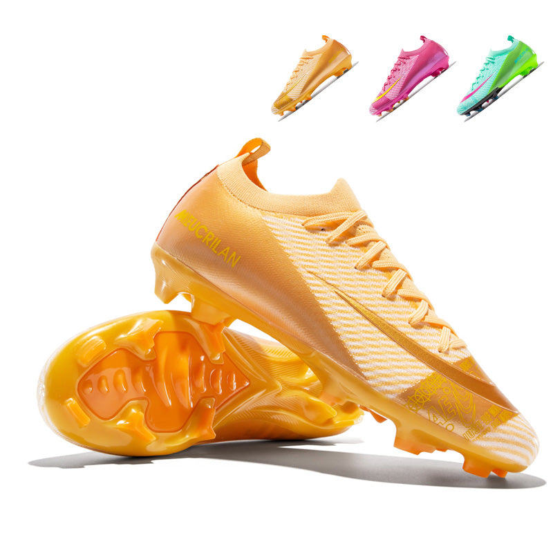 Artificial Grass Soccer Cleats, Low-Top Gradient Knit Football Shoes with Swoosh Print, Breathable Athletic Boots for Synthetic Turf-Hxh2506Z