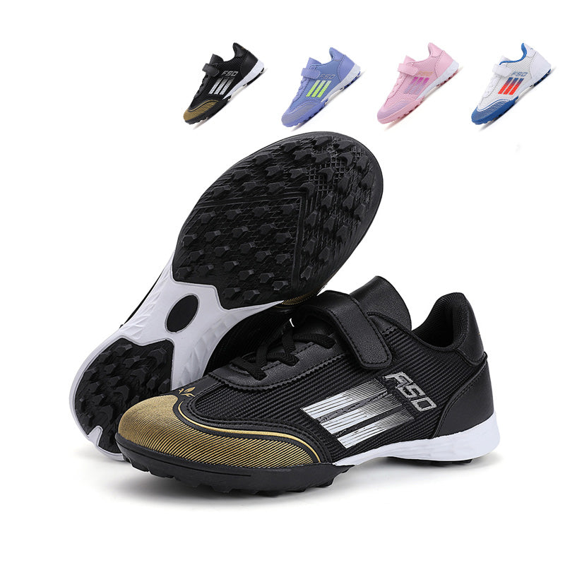 Turf Soccer Cleats, Hook and Loop Strap Football Shoes , Breathable Mesh Athletic Boots for Boys and Girls Indoor/Outdoor Training-Hxh 2336