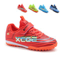 TF Turf Soccer Cleats, Hook-and-Loop Football Shoes with XCGE Print, Breathable Athletic Boots for Boys &amp; Girls-Hxh72017