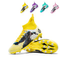 Hight Sock AG Soccer Cleats, Lace-Up Wavy Rib Synthetic Football Boots, Black Myth Wukong Character Print Lightweight Competition Athletic Shoes for Outdoor Long-Blade Artificial Turf Matches-zusheng2406