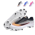 Low Cut AGSoccer Cleats, Lace-Up Breathable Dot Mesh Gradient Color Football Boots, Large Contrast Swoosh Sport Logo Conical Hard Stud Competition Shoes for Outdoor Long-Blade Artificial Turf Matches-Yinzu2381
