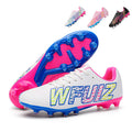 AG Artificial Grass Soccer Cleats, Low-Top Ribbed Football Shoes with WFJUIZ Print, Breathable Athletic Boots for Synthetic Turf-Hxh-QS001