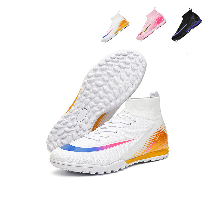 TF Turf Soccer Cleats, High-Top Sock Ankle Football Shoes with Gradient Swoosh Print, Breathable Athletic Boots for Indoor &amp; Artificial Turf Courts-Hxh666-1