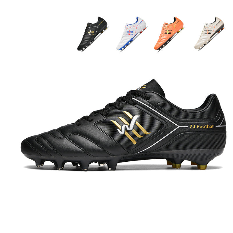AG Artificial Grass Soccer Cleats, Low-Top Synthetic Leather Football Shoes, Colorful Logo Print Anti-Slip Athletic Boots for Synthetic Turf-Hxh-ZJ888