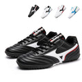Turf Soccer Cleats, Low Top Lace-Up Leather Football Shoes, Classic Triangle Logo Stripe Training Athletic Boots for Indoor Courts & Short Artificial Grass-zusheng599