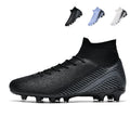 AG Artificial Grass Soccer Cleats, High-Top Knit Football Shoes with Gradient Geometric Print, Breathable Athletic Boots for Synthetic Turf-Hxh9909