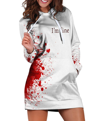 Women's Halloween blood drop digital print Hooded Hoodie