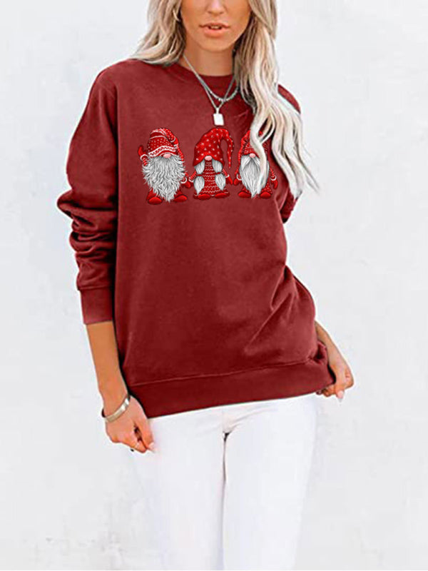 Santa Crew Neck Pocket Bat Long Sleeve Top