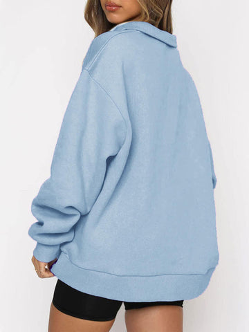 Pocket Top Half Zip Pullover Long Sleeve Sweatshirt Sweatshirt