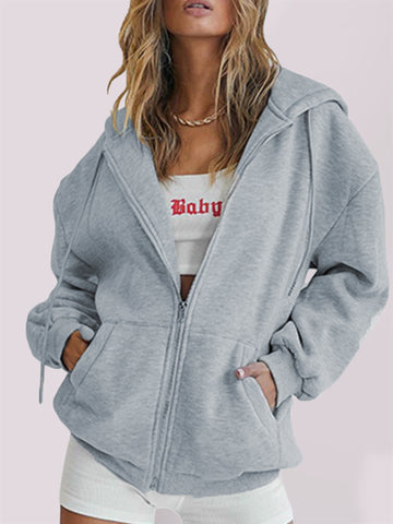 Casual hooded thickened zipper cardigan sweater