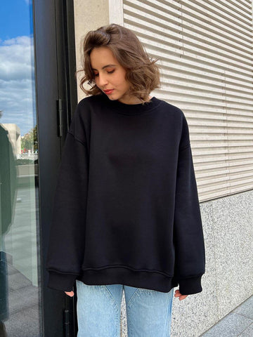 Feminine Round neck polar fleece loose sweatshirt