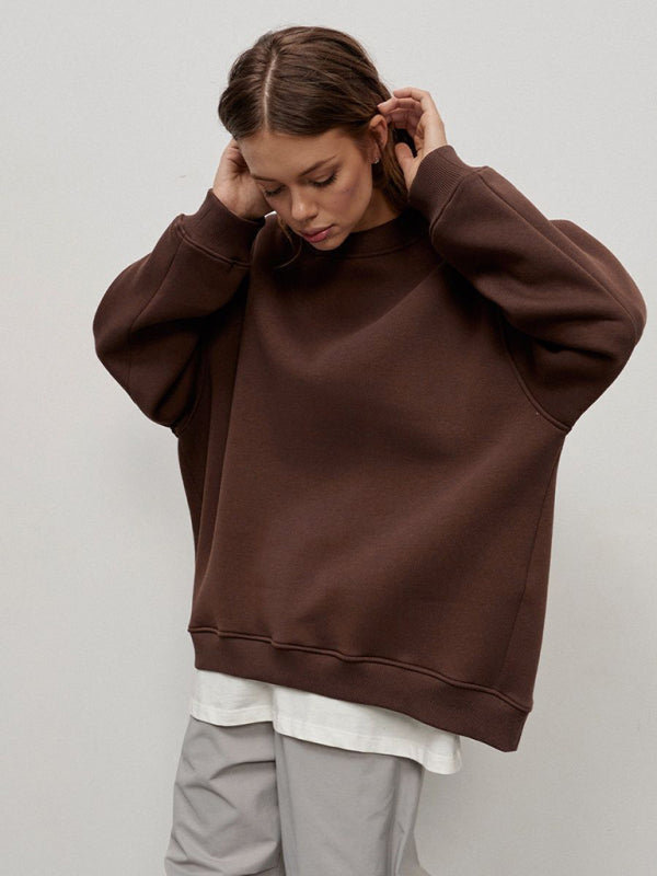 Feminine Round neck polar fleece loose sweatshirt